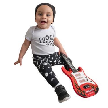 Imagem de Conjunto Bebê Rock 2 Peças Body e Calça Estampados Mesversário Temátic