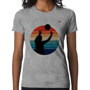 Imagem de Baby Look Vôlei Vintage Sunset - Foca na Moda, Cinza, M