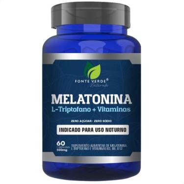 Imagem de Melatonina + L-Triptofano + Vitaminas Fonte Verde - 60 Cápsulas, 3 Mes
