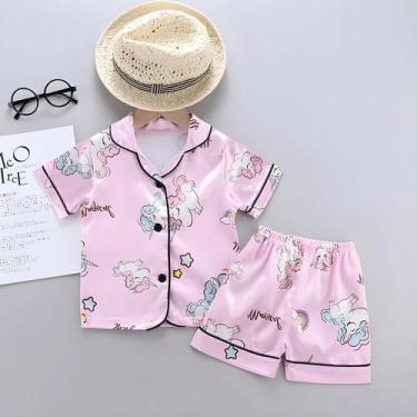 Imagem de Conjunto de Pijama de Unicórnio para Bebês e Meninas - Verão - Estampa