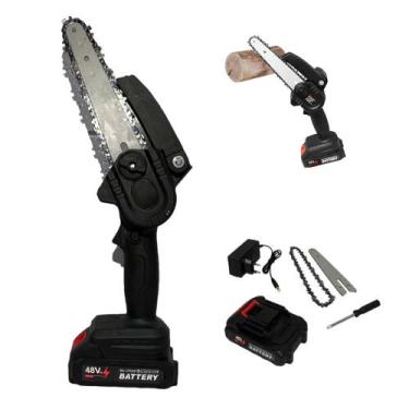 Imagem de Mini Motosserra Eletrica 48V Sem Fio Bateria Recarregavel 6 Polegadas 
