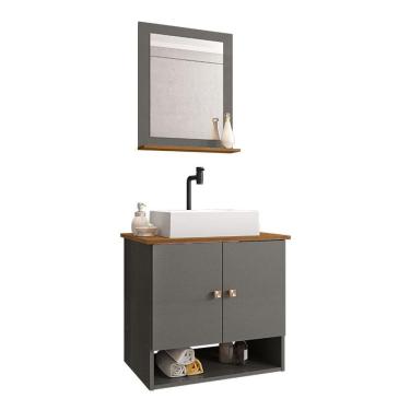 Imagem de Gabinete Banheiro Deli Torino Bco Torneira Valv Click Black