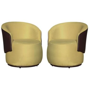 Imagem de Kit 02 Poltronas Decorativa Beatriz Confortáveis Tecido Suede Mesclado