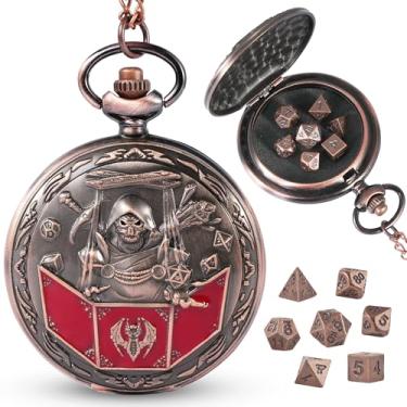 Imagem de Banloga Mini DND Dice Set, 7 Pcs Metal Dice Set with Embossed Pattern, Dungeons and Dragons Dice for Role Playing Board Games(DM, Copper)