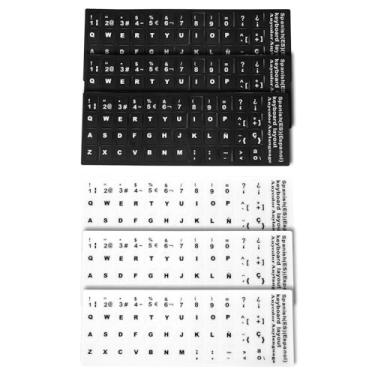 Imagem de SG Store 6 adesivos de teclado espanhol fosco alfabeto teclado adesivo para todos os laptops, teclado de computador desktop 18 x 6,5 cm (preto, branco)