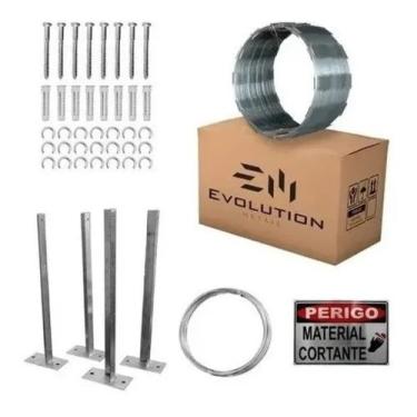 Imagem de Kit Instalação Completo Cerca Concertina Arame 45cm 10 Metros P/ Prote