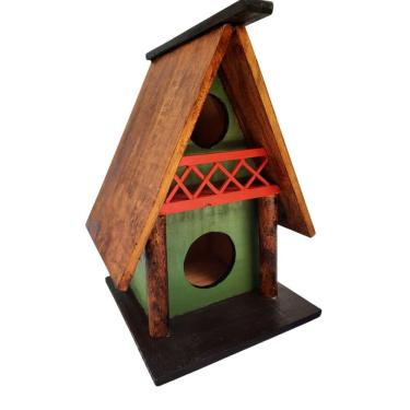 Imagem de Casa Passarinho Coluna E Sacada Madeira - Verde/Vermelho