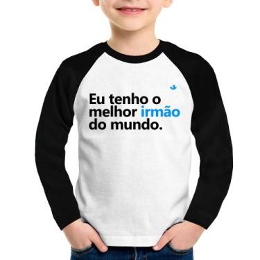 Imagem de Camiseta Raglan Infantil Eu tenho o melhor irmão do mundo Manga Longa 