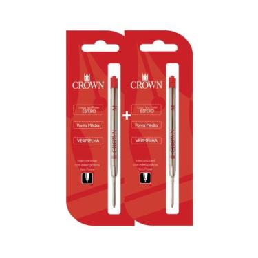 Imagem de Kit 2 Cargas Para Caneta Crown Esferográfica Tipo Parker Azul Vermelha
