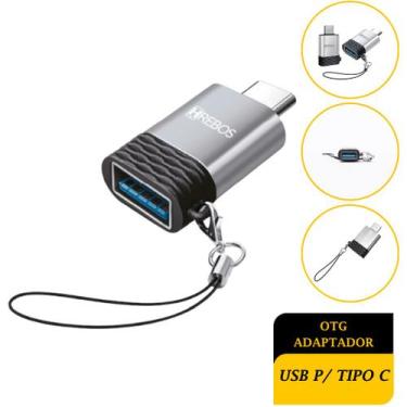 Imagem de Adaptador OTG Tipo C Macho Para USB Fêmea Hrebos HS-222 - Inova Eletrô