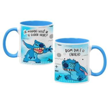 Imagem de Caneca de porcelana stitch 325ml Bom dia é o C@r - Pammy canecas, alça