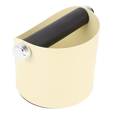 Imagem de Balde de escória de café preciso grande capacidade para casa pequena antiderrapante máquina de café caixa de pó balde de reciclagem de escória para cozinhas domésticas metal (amarelo)