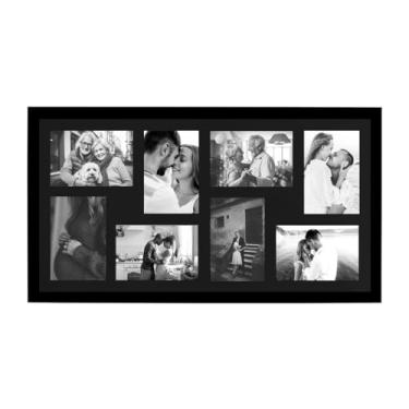 Imagem de Painel Multifotos de Vidro com Paspatur Expositor para 8 Fotos 10x15 Versátil para Parede ou Balcão Outlet dos Quadros (Preto)