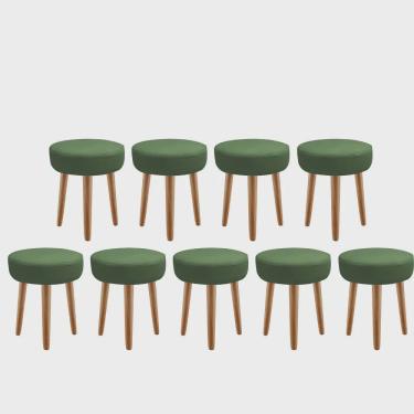 Imagem de Kit 09 Banqueta Alta Julia Industrial 55cm Pé Palito Rústico Suede Verde - Ahz Móveis