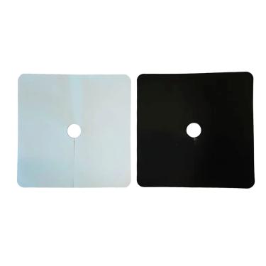 Imagem de Tampas de cultivo de plantas para vasos e blocos de lã de rocha (capas quadradas de 10 x 10 cm - Pacote de 120, preto e branco)