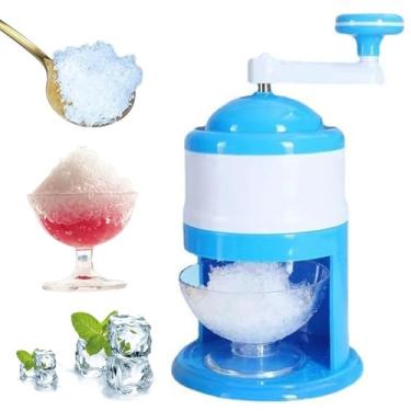 Imagem de Máquina de gelo triturador de gelo raspado manual faça você mesmo máquina de gelo triturado máquina de cone de neve portátil com manivela para festa fazendo cones de neve sorvete e lama