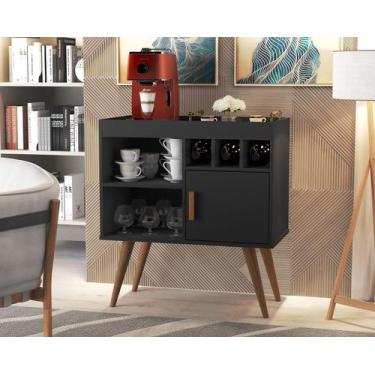 Imagem de Buffet Aparador Paris Bar Drink com 1 Porta Nichos 4 Pés em Madeira Pé