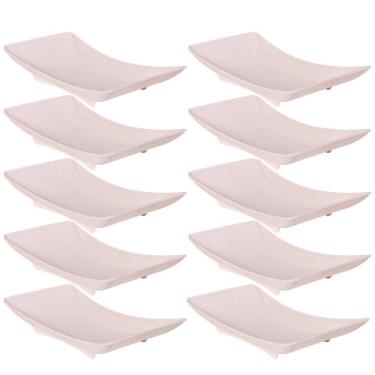 Imagem de Travessa de plástico retangular 600ml marmorizado com 10 unidades Plasutil ref. 4574