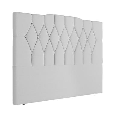 Imagem de Cabeceira Para Cama Box King Amanda 193 Cm Corino Branco Com Botões D'Rossi