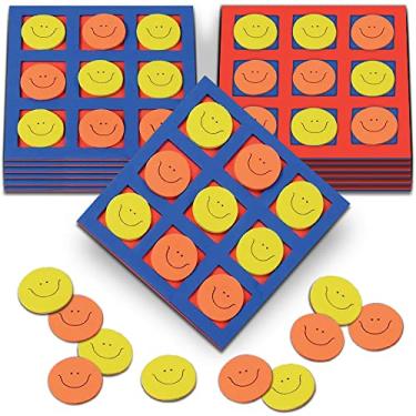 Imagem de Gamie Foam Smile Face Tic-Tac-Toe Mini Board Games for Kids, Set of 12, 5” x 5’” Foam Boards and Tokens, Birthday Party Favors, Goodie Bag Fillers, Classroom Prizes