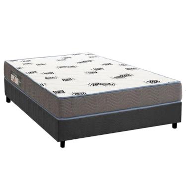 Imagem de Cama Box Viúva: Colchão Espuma D33 Ortobom Light Saúde + Base Crc Suede Gray (128x188)