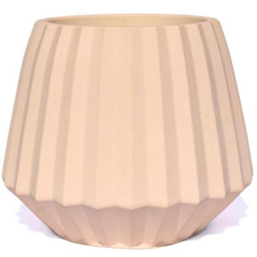 Imagem de Vaso Decorativo Diamante Artesanal 10,5x13cm Em Cimento Palha