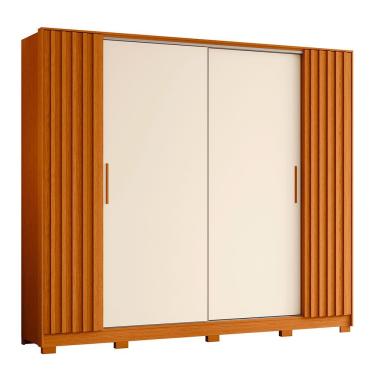 Imagem de Guarda Roupa Jacarandá Ripado Com Portas De Correr Albatroz Cinamomo/off White