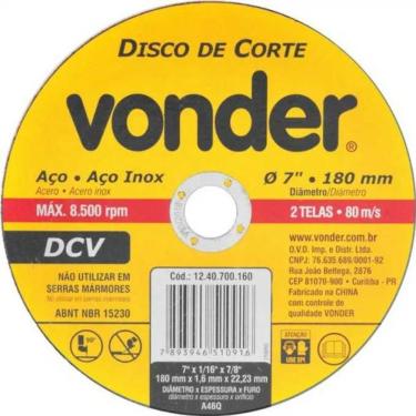 Imagem de Disco Corte 180,0x1,6x22,23 Dcv Vonder-1240700160