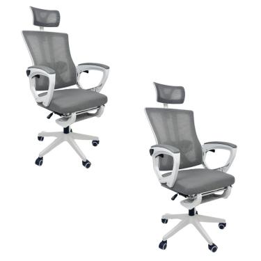 Imagem de Kit 2 Cadeiras de Escritório Presidente Executiva Oficial Paris Cinza