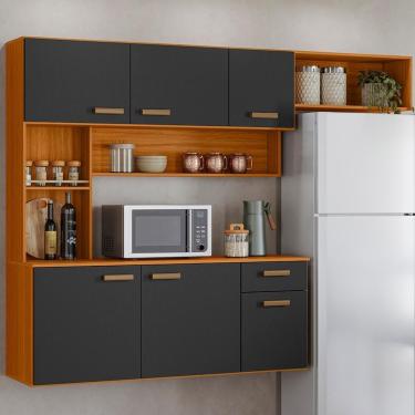 Imagem de Cozinha Suspensa 6 Portas 180 Cm Una Freijó Grafite Pln