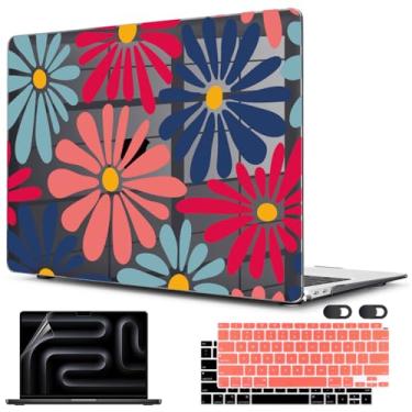 Imagem de CISSOOK Compatível com MacBook Air 33.0 cm capa 2021 2020 2019 2018 versão A2337 M1 A2179 A1932, capa rígida de plástico para teclado película para MacBook Air 13,3 polegadas, margaridas flores