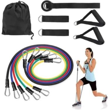 Imagem de Genérico Kit Elástico Extensor 11 Itens com Acessórios de Faixas Elásticas Ideal para Musculação, Funcional, Pilates, Fisioterapia e Exercício em Casa