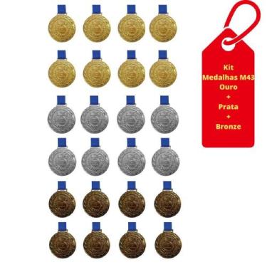 Imagem de Kit C/8 Medalhas Ouro+8 Medalhas Prata+8 Medalhas Bronze M43 - 1 Fit