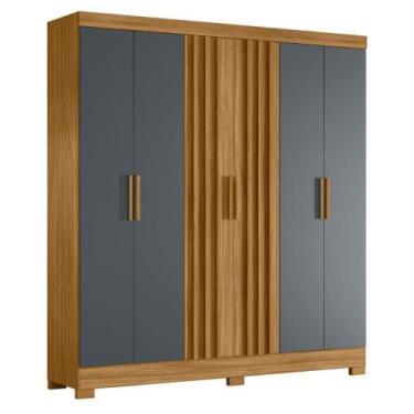 Imagem de Roupeiro Ripado 6 Portas Cairo Freijó Cinza - CASA H