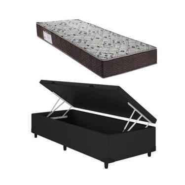 Imagem de Cama Box Baú Solteiro Preto Colchão ISO 150 D45 - Ortobom - Alto Nivel
