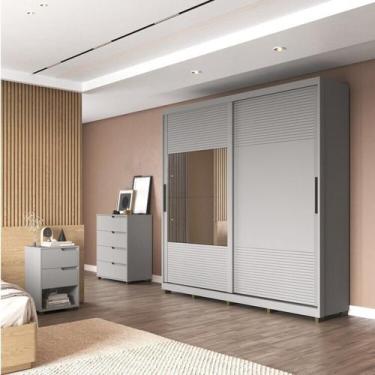 Imagem de Quarto Casal Completo com Guarda-roupa Malthus 2 Portas de Correr, 1 C