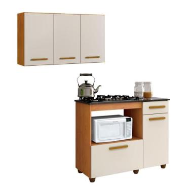 Imagem de Conjunto Armário Aéreo 3 Portas e Balcão para Cooktop 5 Bocas 2 Portas