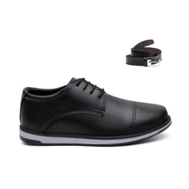 Imagem de Kit Sapato Masculino Social Oxford De Amarrar Casual + Cinto - Obstina