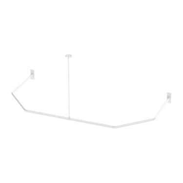 Imagem de Cortina de chuveiro Naiture 152 cm x 76 cm em forma de D com suporte vertical de teto de 91 cm, alumínio, acabamento branco brilhante