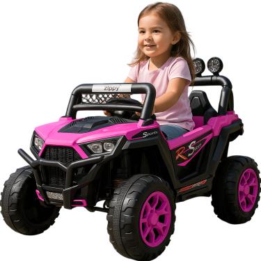 Imagem de Carro Elétrico  Zippy Toys UTV 4x4 Rosa 12V Controle Remoto