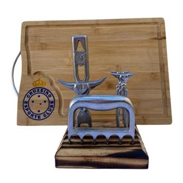 Imagem de Kit Tabua Churrasco Time Cruzeiro Personalizada com Garra de Urso, Abr