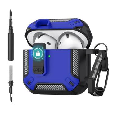 Imagem de Wanme Capa para AirPods 4, capa protetora rígida à prova de choque compatível com Apple AirPods 4ª geração para mulheres e homens, capa de proteção total para Airpod 4 com kit de limpeza, chaveiro