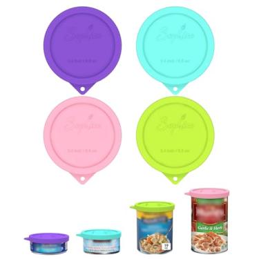 Imagem de 4 peças de tampas de lata de silicone de 8,6 cm para Hunt's | Starkist | Kirkland | Progresso Can, tampa de vedação firme para produtos enlatados, tampas de lata, tampa reutilizável para economia de