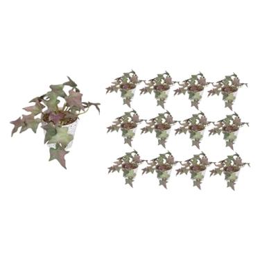 Imagem de ESSMOKO 12 vasos de videira de batata doce, planta artificial em vaso pequeno para decoração interna de escritório e sala de estar, planta artificial decorativa realista, 14 cm - verde roxo