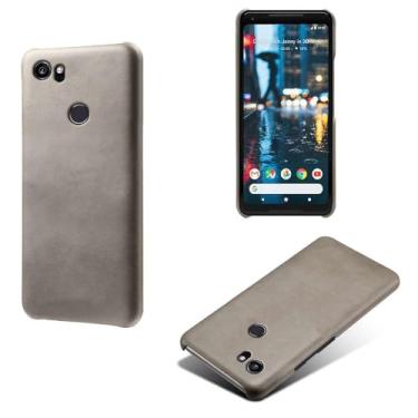 Imagem de Capa para Google Pixel 2XL,Proteção contra quedas,Casca de volta de cor sólida simples,Design de couro de imitação de plástico-Gray