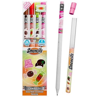 Imagem de Lápis perfumado Smencils Candy Conter – Lápis HB #2 de grafite feitos de jornais reciclados, pacote com 4, aromas gourmet de longa duração, material escolar divertido e presentes para crianças