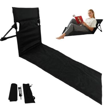 Imagem de Espreguiçadeira portátil Oxford de 109 cm cadeira de praia dobrável com bolsa de transporte à prova d'água tapete de praia espreguiçadeira resistente para piscina banhos de sol longos