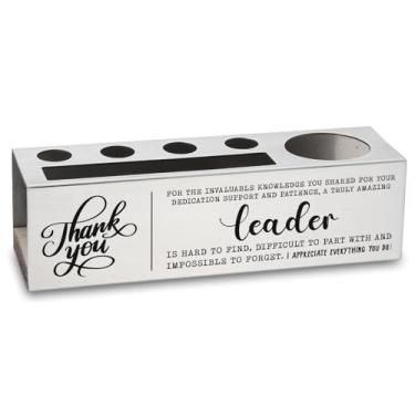 Imagem de Porta-lápis Thank You Leader, organizador de mesa de agradecimento, presente para supervisor chefe, decoração de escritório de aço inoxidável para mulheres e homens, despedida, aposentadoria