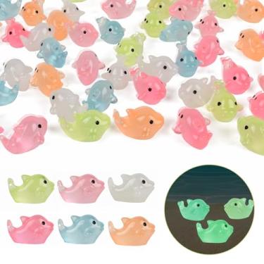 Imagem de HUIANER Miniatura de golfinhos, 60 peças, mini bonecos de golfinho que brilham no escuro jardim de fadas golfinhos resina estatueta de animal musgo decoração de paisagem DIY artesanato decoração de