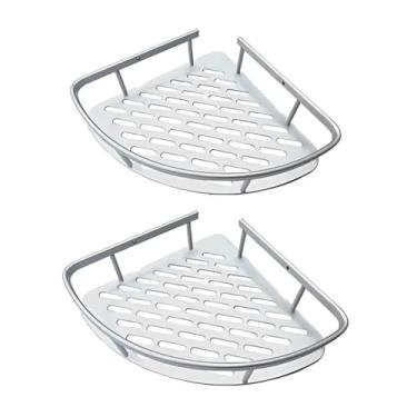 Imagem de Suporte de Canto para Banheiro, Organizador de Shampoo e Sabonete, Alumínio Prata, Kit 2 Unidades